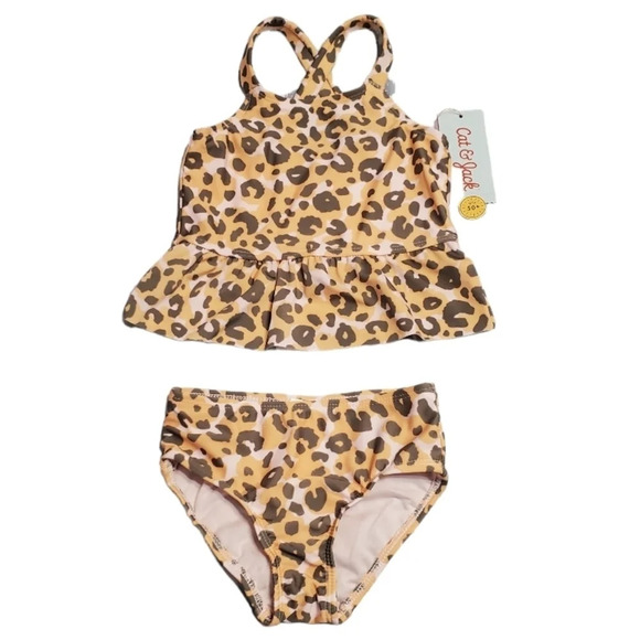 NWT Cat & Jack Toddler Girl's 2 PC Animal Print Tankini Swimsuit 2T - Picture 2 of 5
